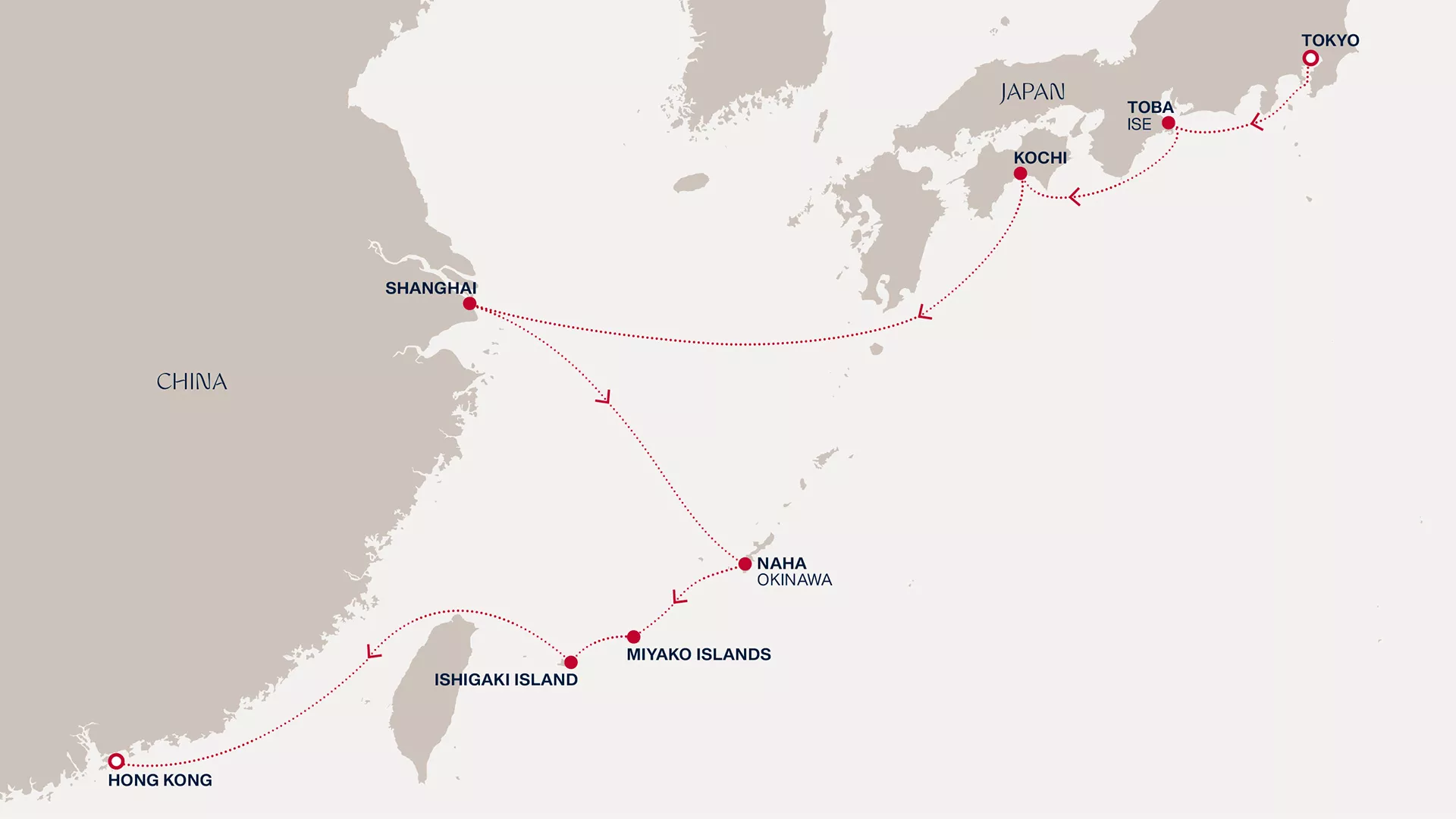 Explora III November 5-16 2027 cruise route map from Tokyo to Hong Kong