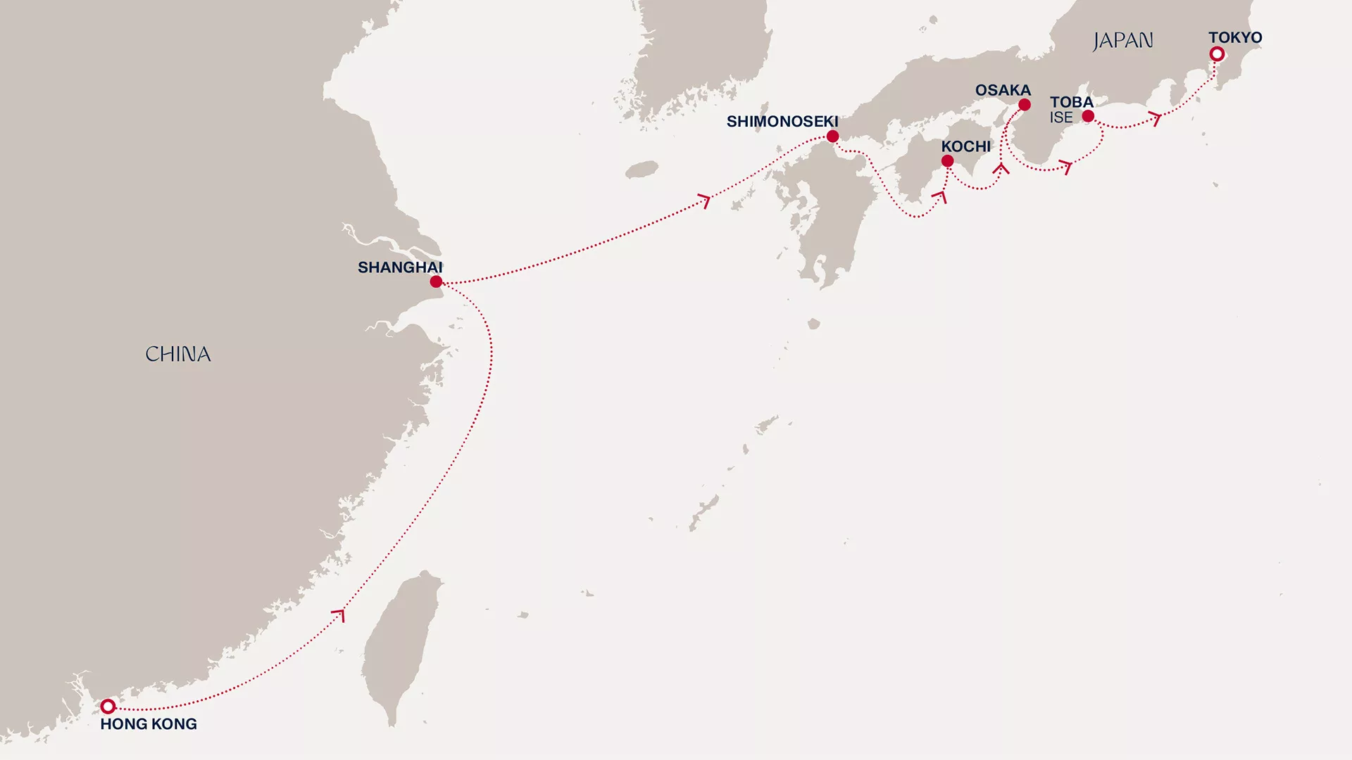 Explora III March 12-21 2028 cruise route map from Hong Kong to Tokyo