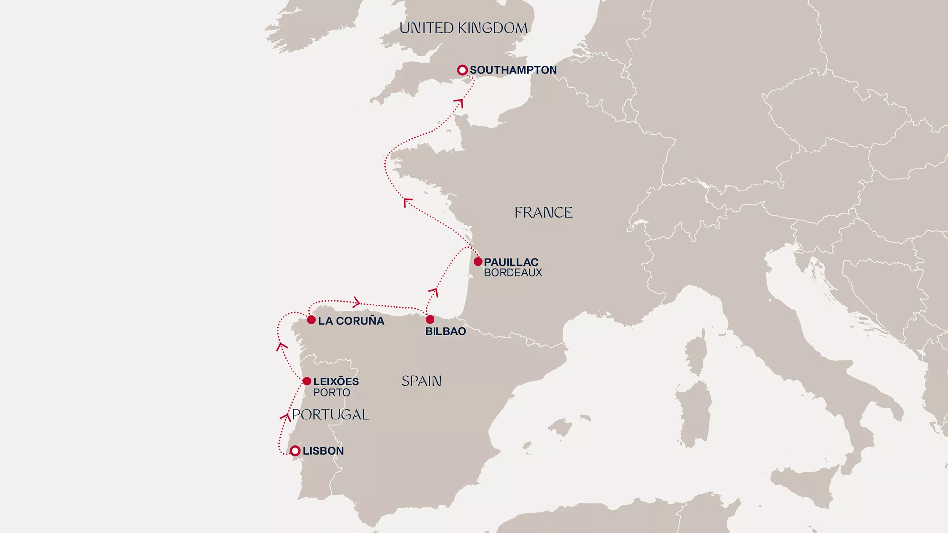 Explora IV April 23-30 2027 cruise route map from Lisbon to Southampton
