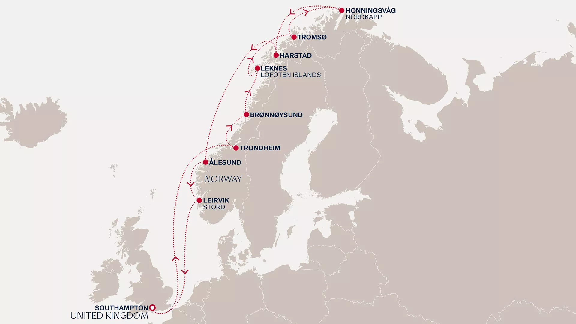 Explora IV June 10-23 2027 cruise route map from Southampton to Southampton