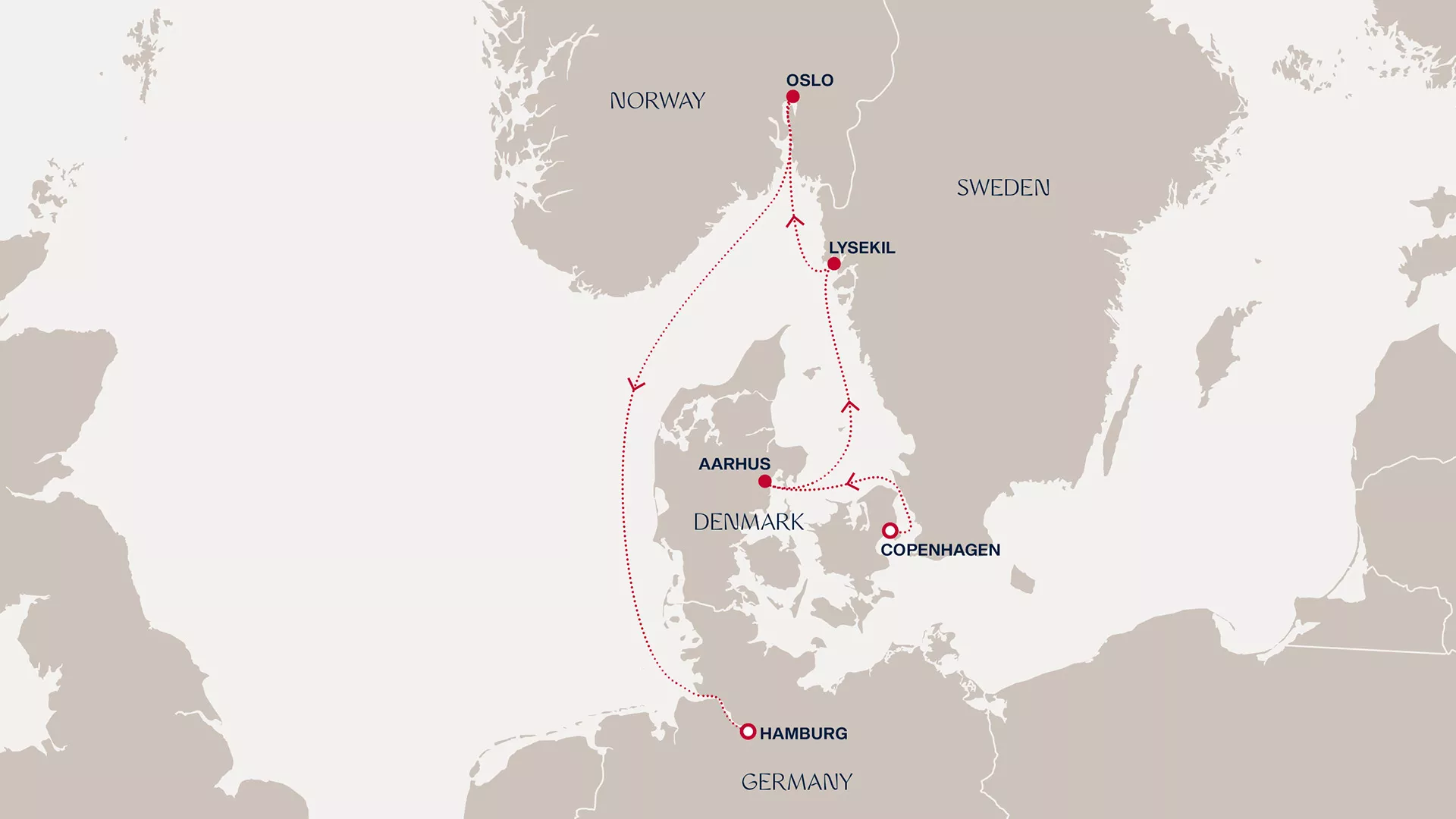 Explora IV August 6-11 2027 cruise route map from Copenhagen to Hamburg