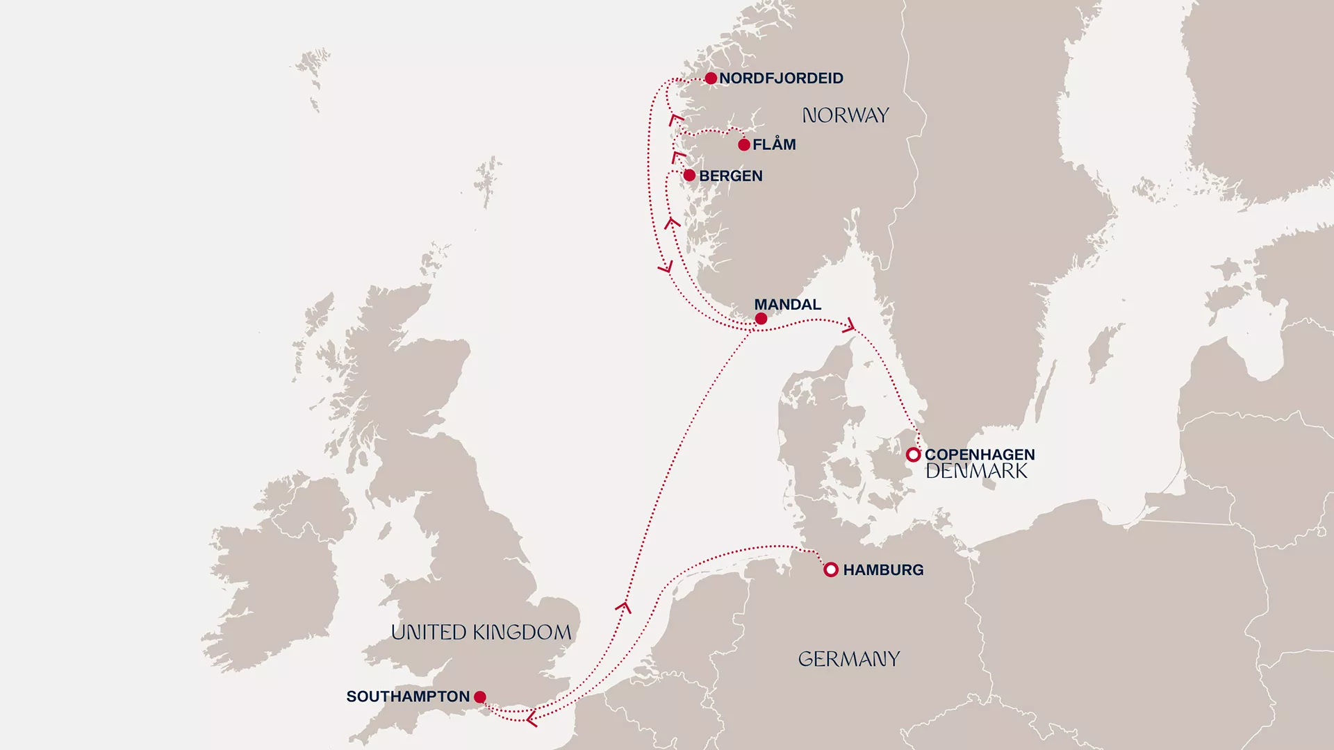 Explora IV August 11-20 2027 cruise route map from Hamburg to Copenhagen