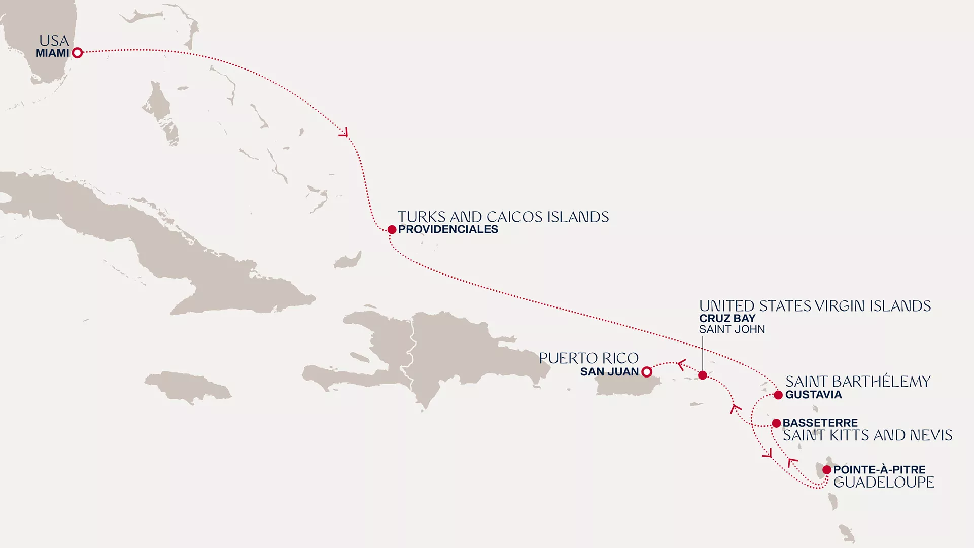 Explora IV November 5-13 2027 cruise route map from Miami to San Juan