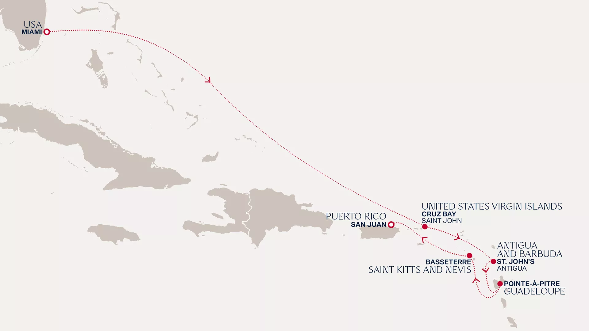 Explora IV November 20-27 2027 cruise route map from Miami to San Juan