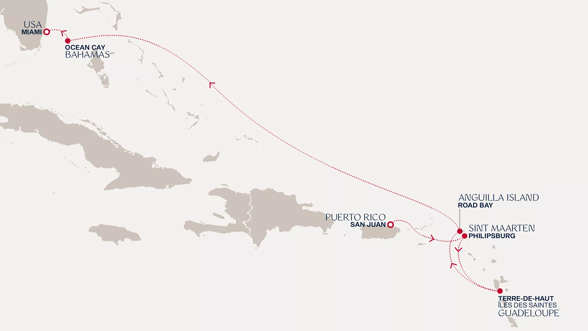 Explora IV February 19-26 2028 cruise route map from San Juan to Miami
