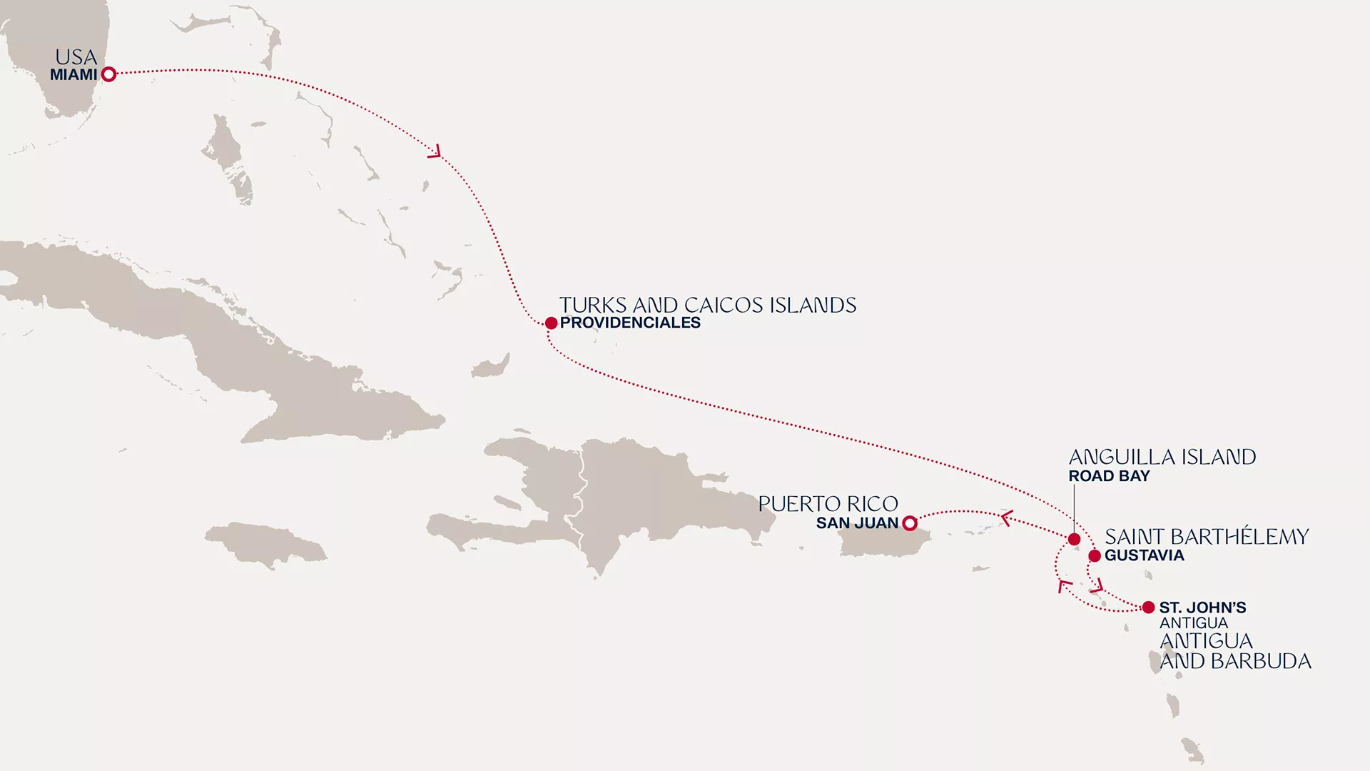 Explora IV April 22-29 2028 cruise route map from Miami to San Juan