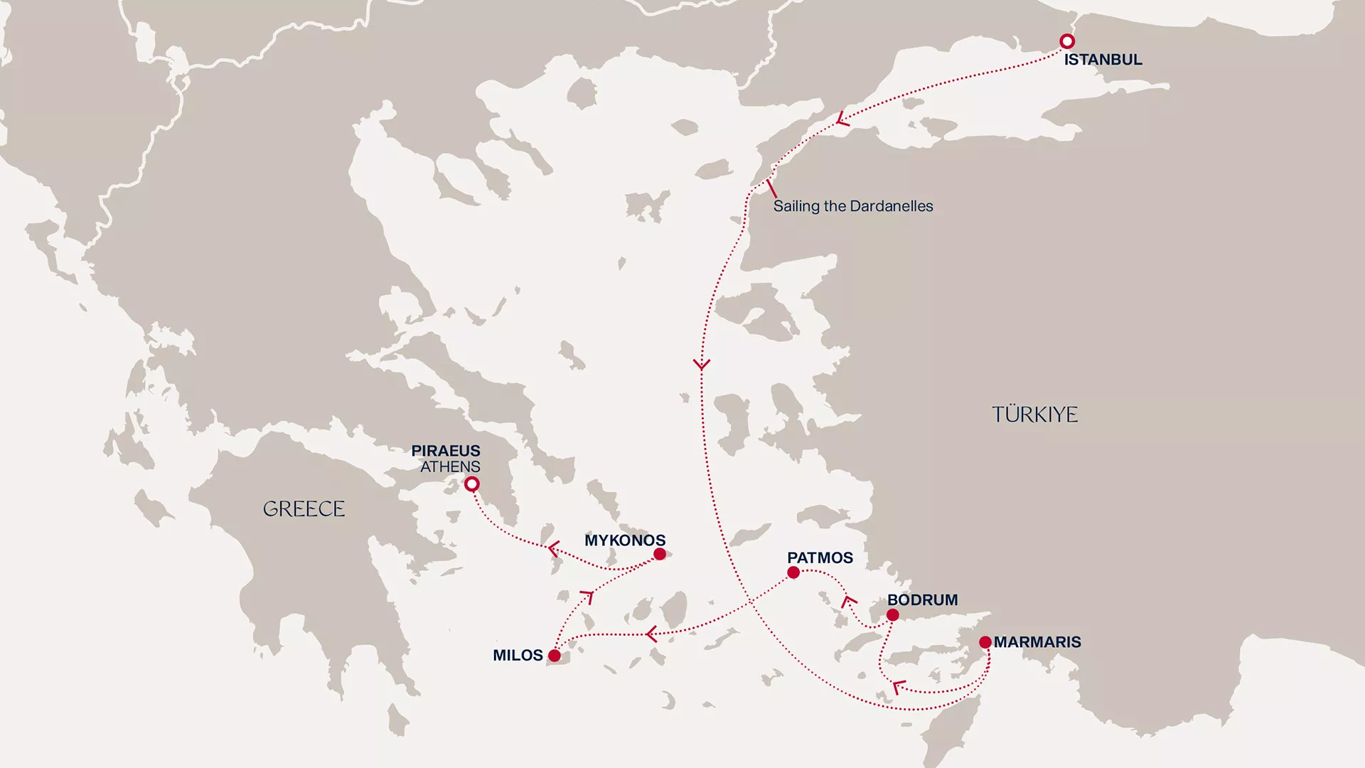 Explora II May 17-24 2027 cruise route map from Istanbul to Piraeus (Athens)
