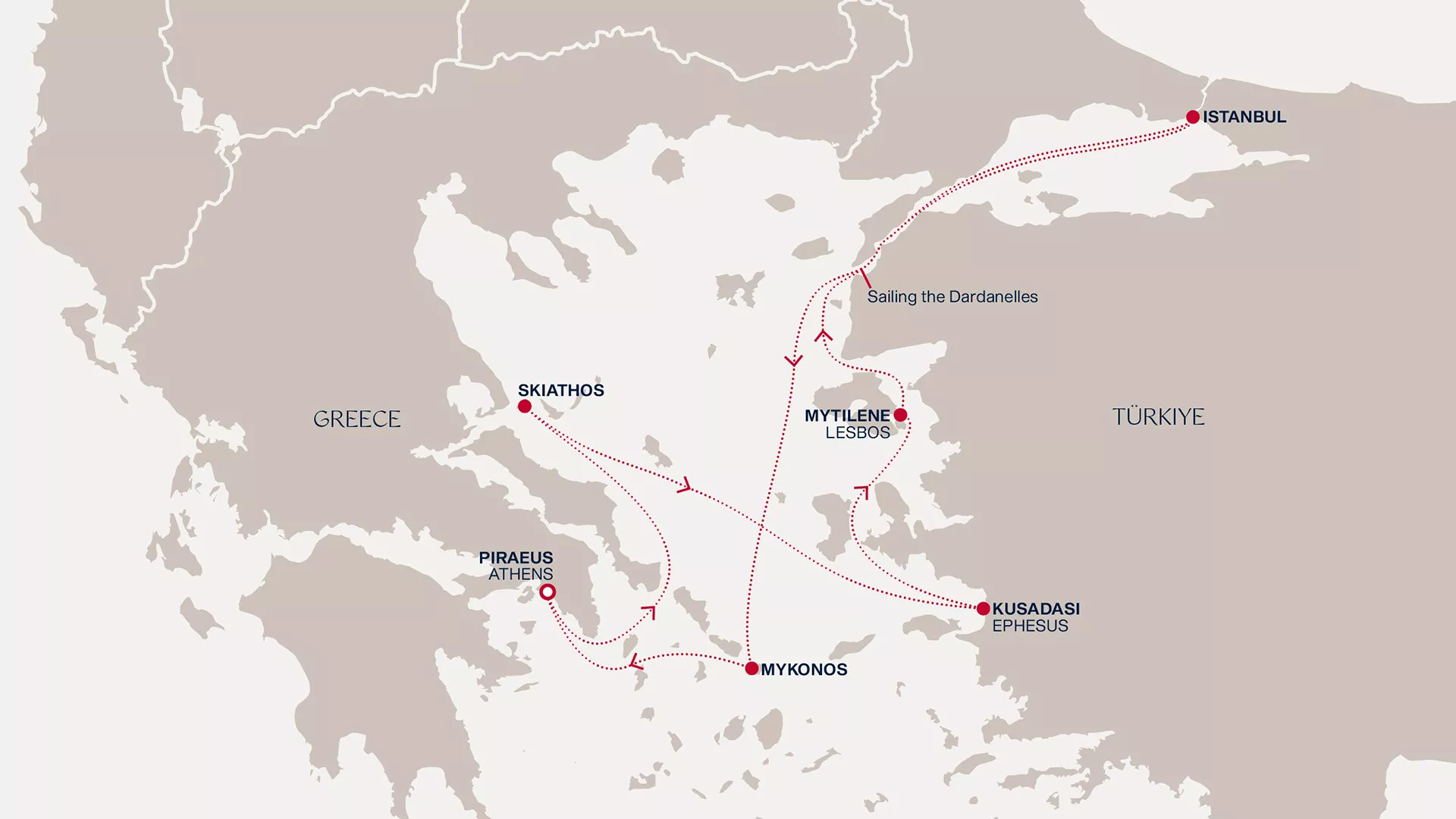 Explora II June 7-14 2027 cruise route map from Piraeus (Athens) to Piraeus (Athens)