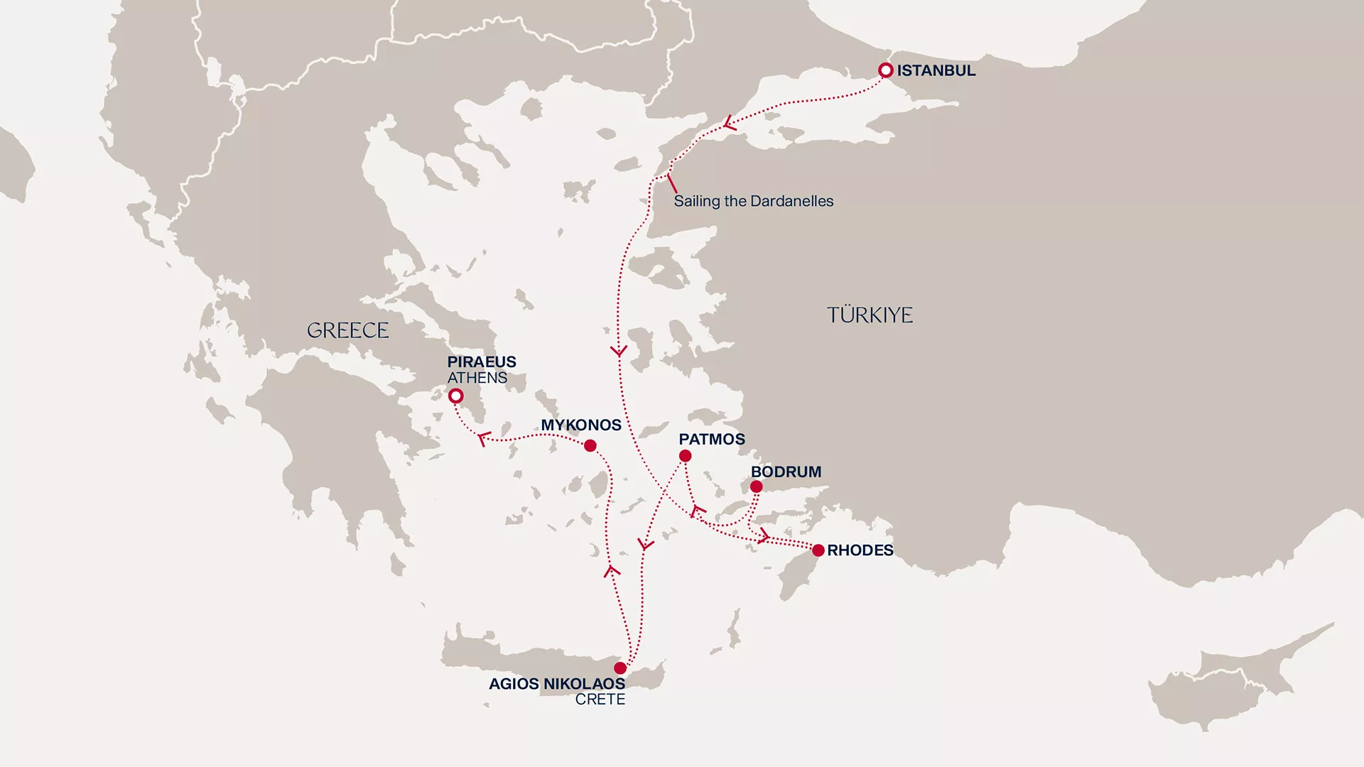 Explora II October 11-18 2027 cruise route map from Istanbul to Piraeus (Athens)