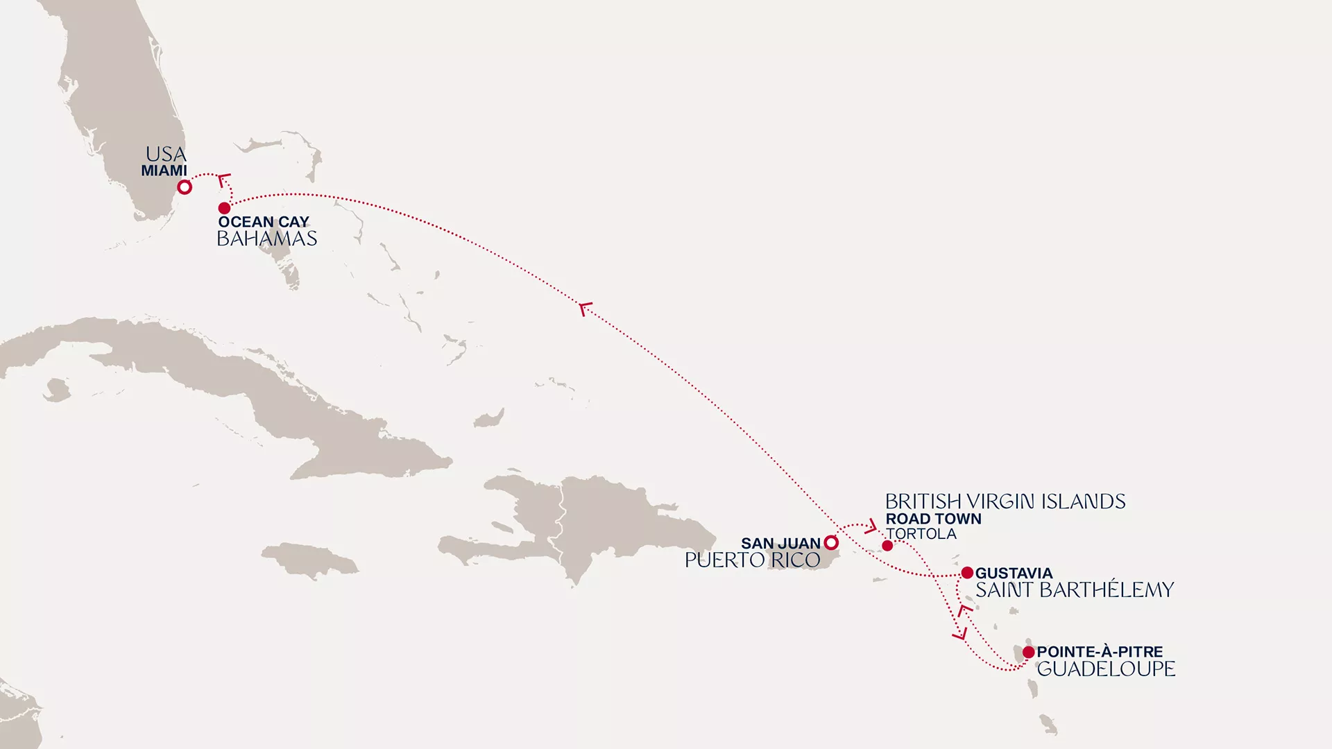 Explora II January 23-30 2028 cruise route map from San Juan to Miami