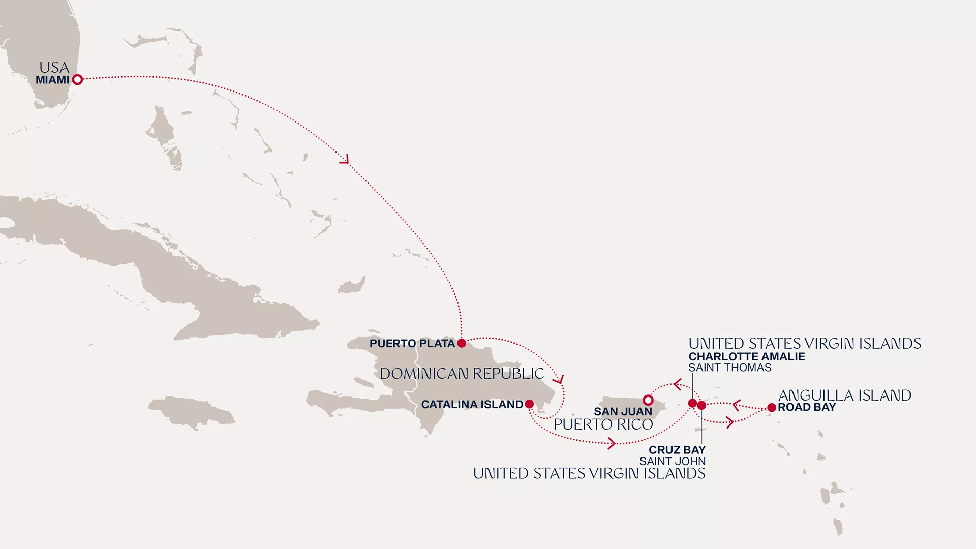 Explora II January 30-February 6 2028 cruise route map from Miami to San Juan