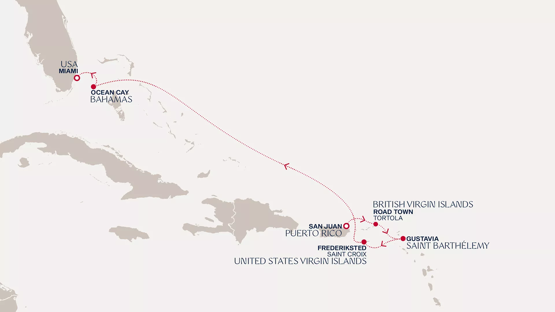Explora II March 12-19 2028 cruise route map from San Juan to Miami