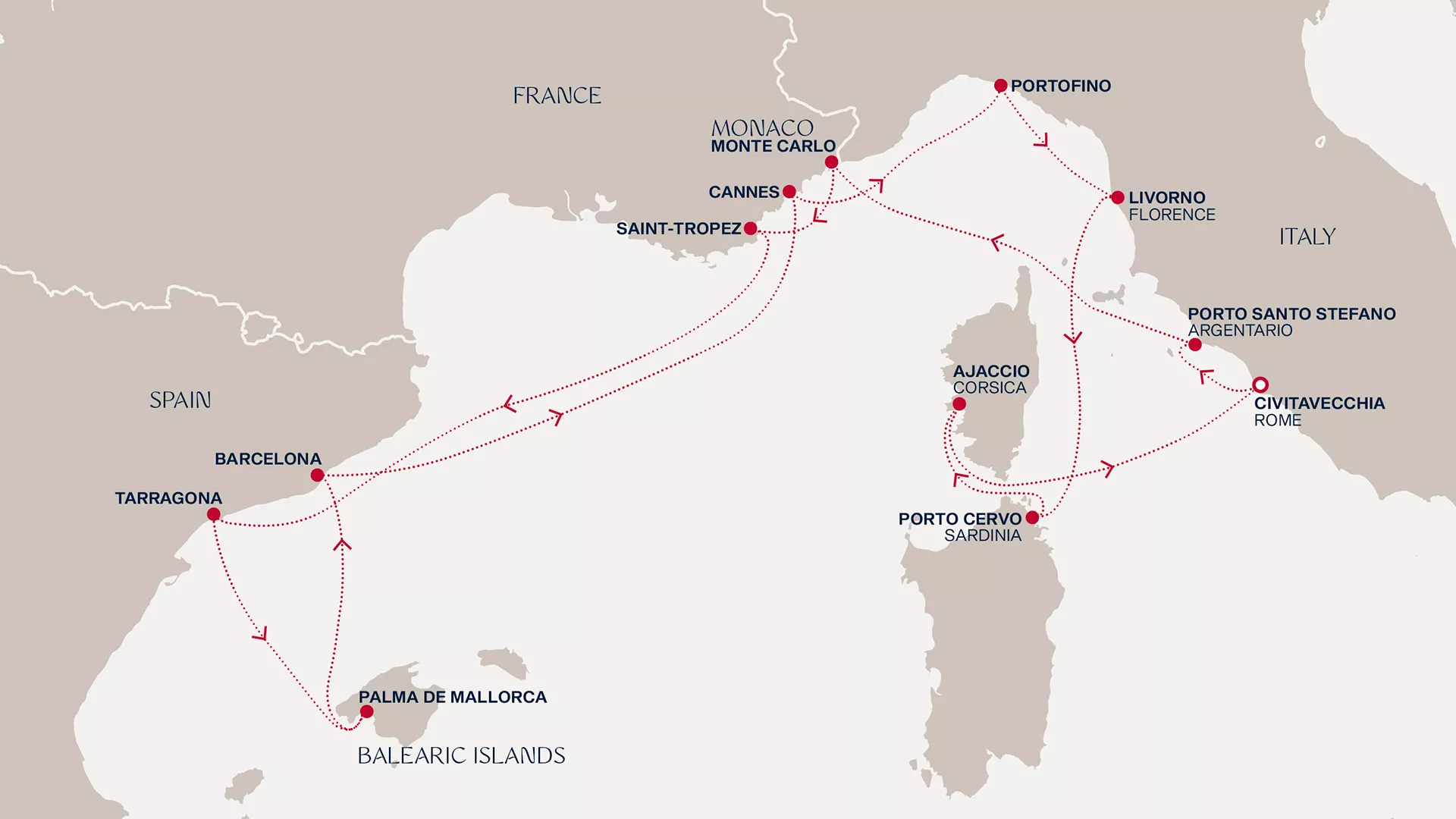 Explora I August 10-24 2026 cruise route map from Civitavecchia (Rome) to Civitavecchia (Rome)