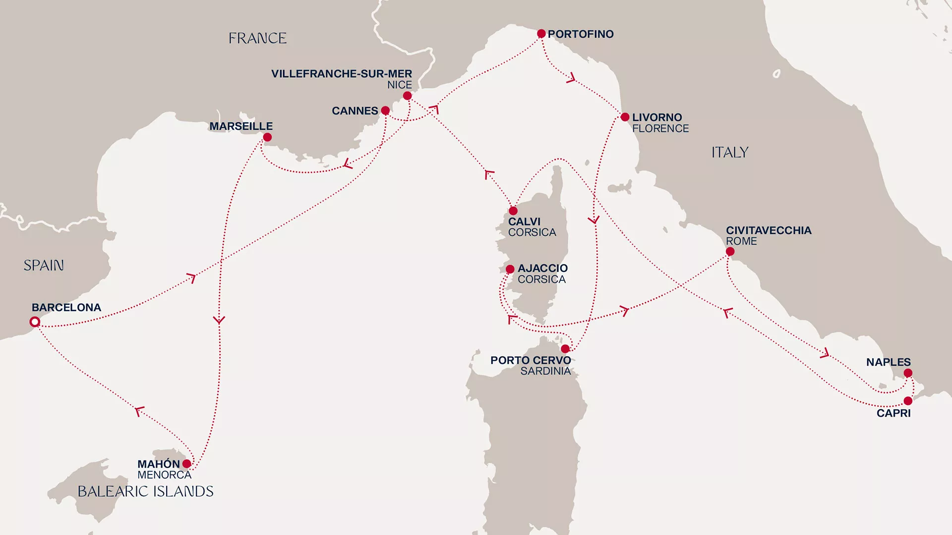Explora I August 17-31 2026 cruise route map from Barcelona to Barcelona