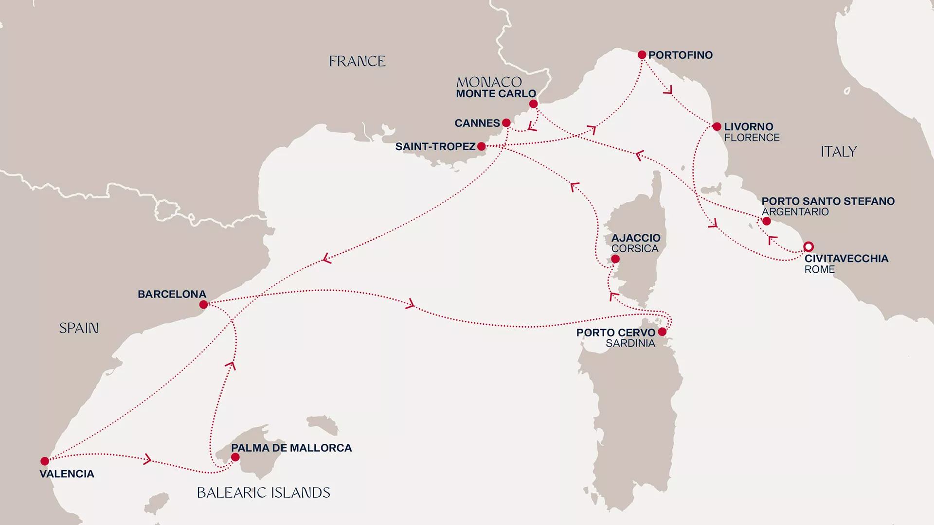 Explora I September 7-21 2026 cruise route map from Civitavecchia (Rome) to Civitavecchia (Rome)