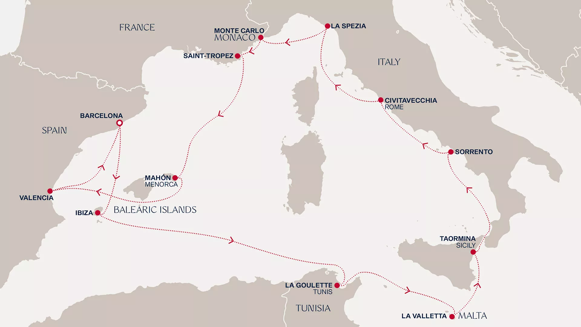 Explora I September 28-October 12 2026 cruise route map from Barcelona to Barcelona