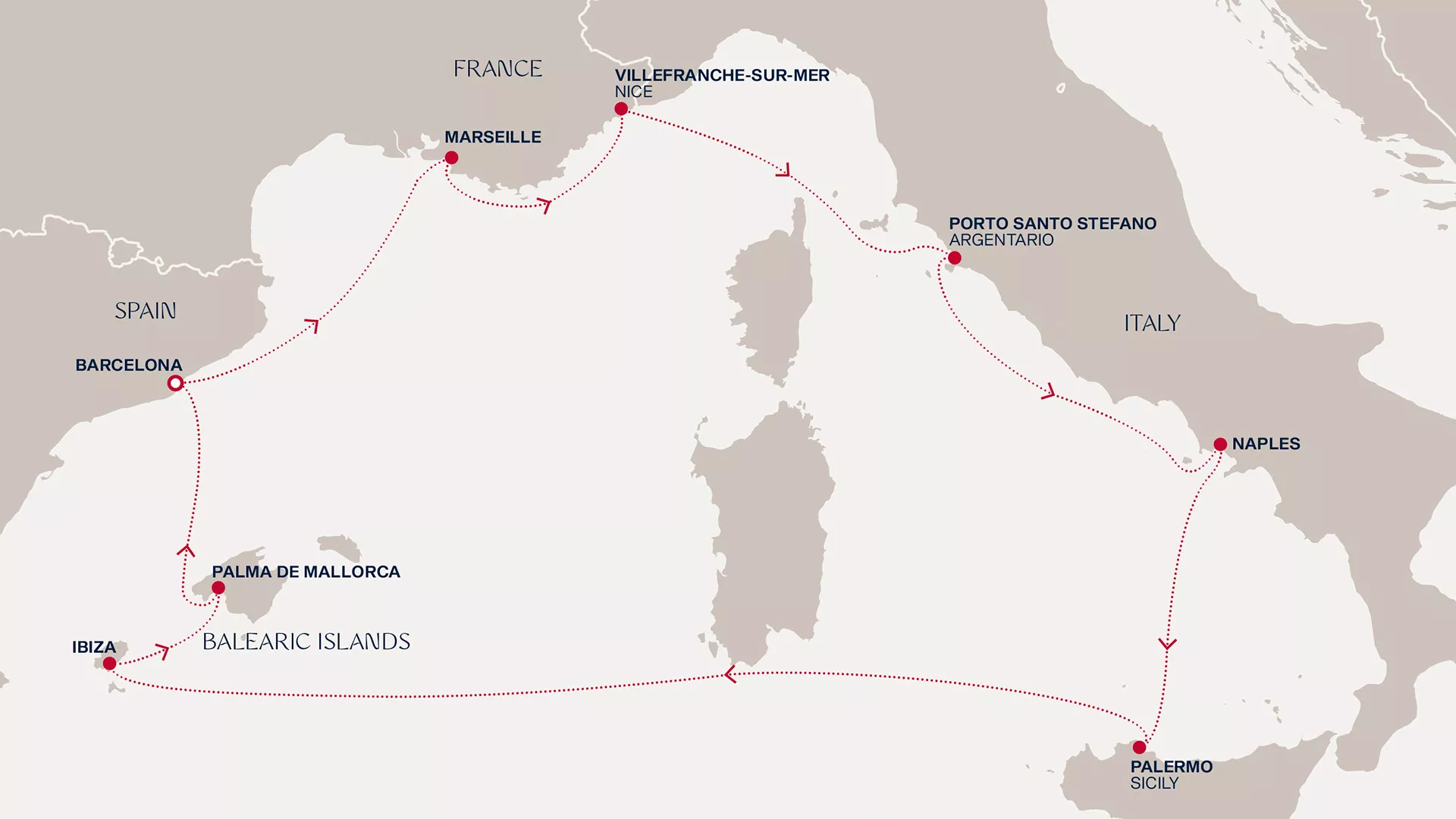 Explora I October 12-21 2026 cruise route map from Barcelona to Barcelona