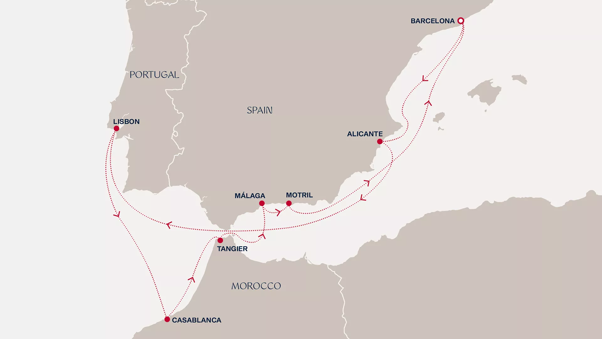 Explora I October 21-November 1 2026 cruise route map from Barcelona to Barcelona