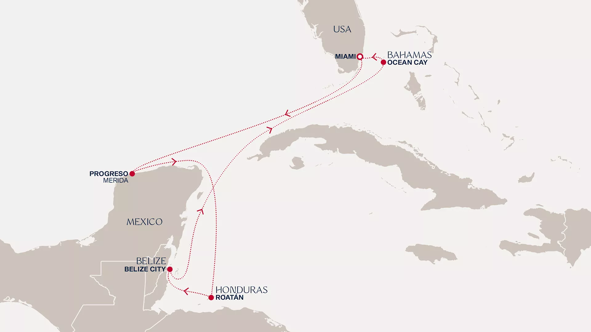 Explora I November 17-25 2026 cruise route map from Miami to Miami