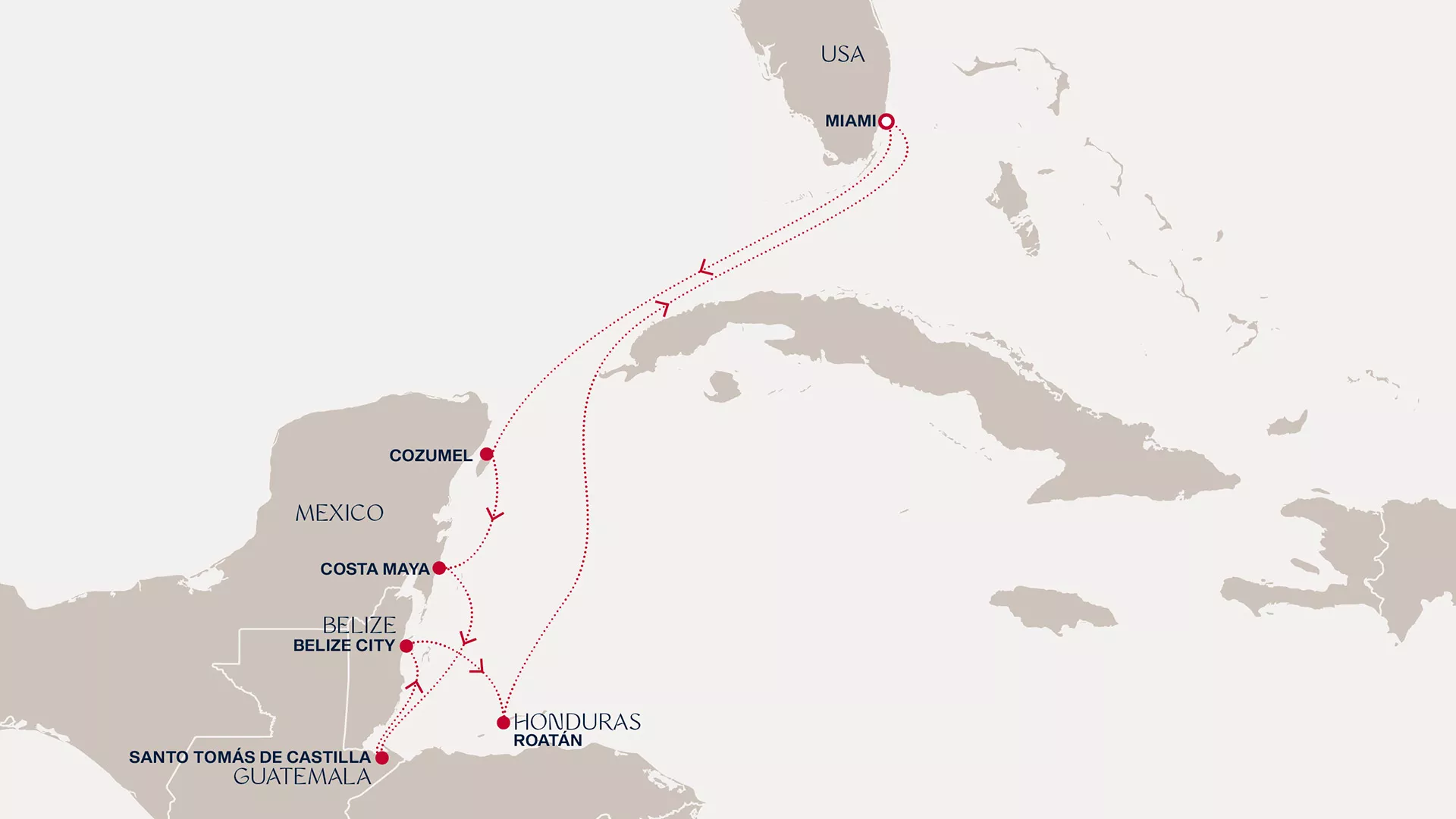 Explora I December 5-13 2026 cruise route map from Miami to Miami