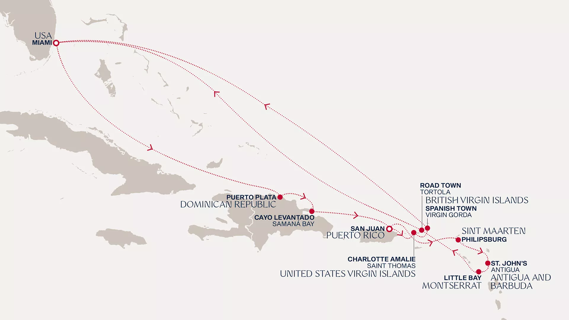 Explora I January 4-20 2027 cruise route map from San Juan to Miami