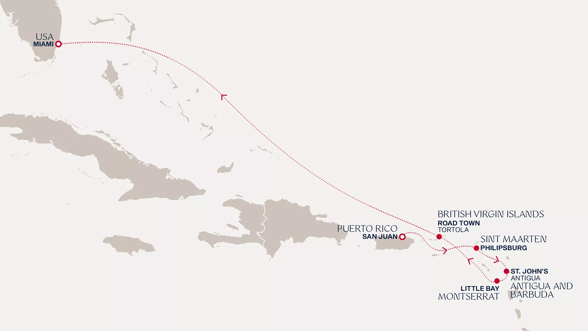 Explora I January 4-11 2027 cruise route map from San Juan to Miami