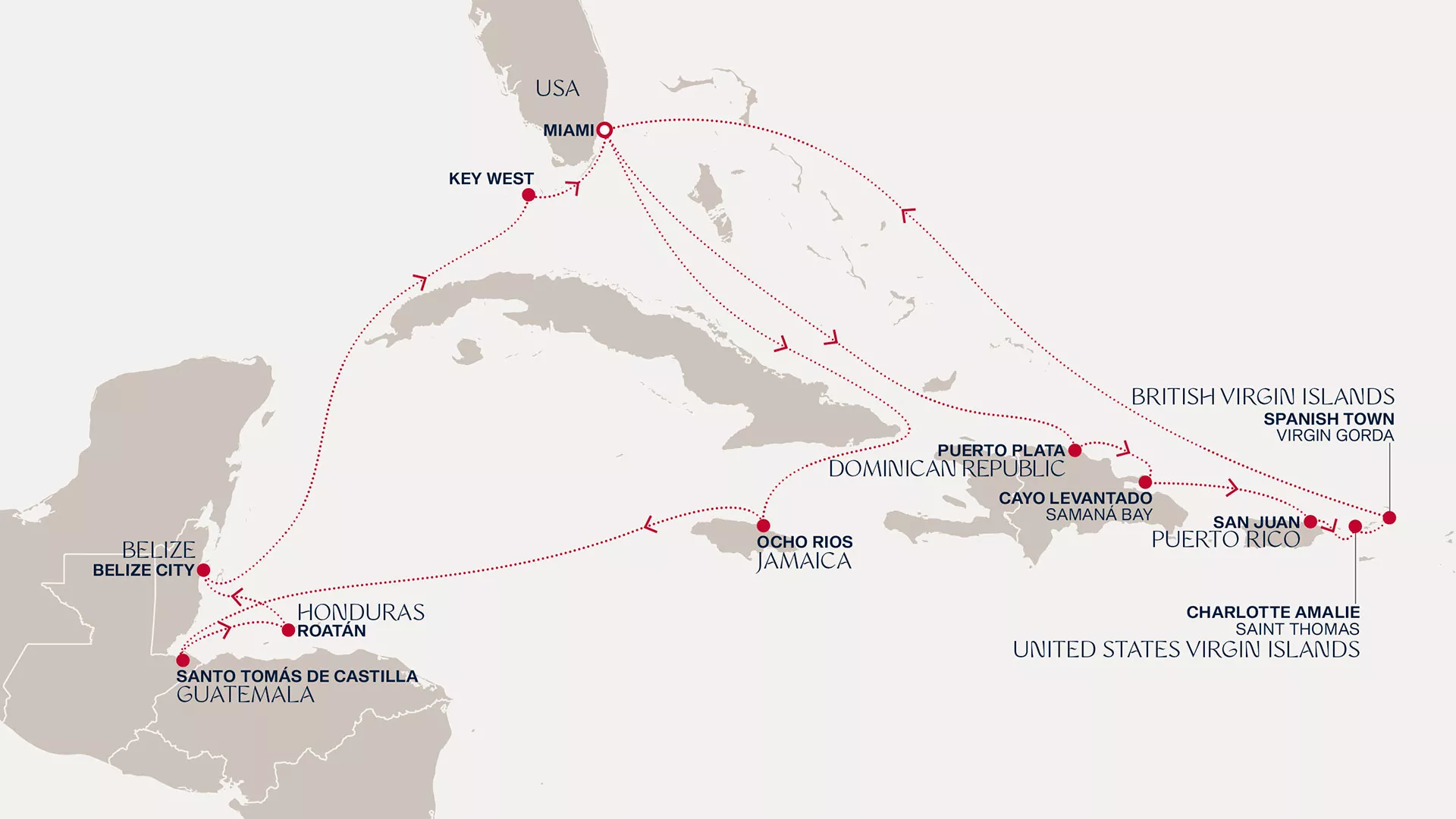 Explora I January 11-29 2027 cruise route map from Miami to Miami