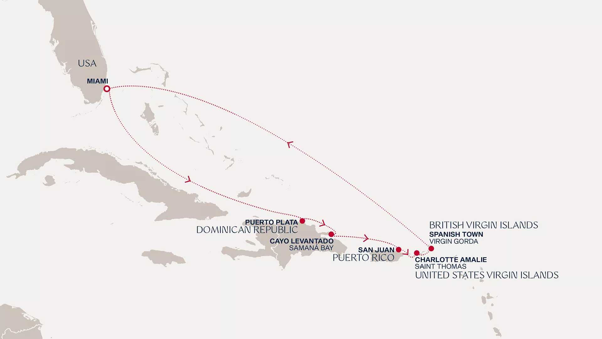 Explora I January 11-20 2027 cruise route map from Miami to Miami
