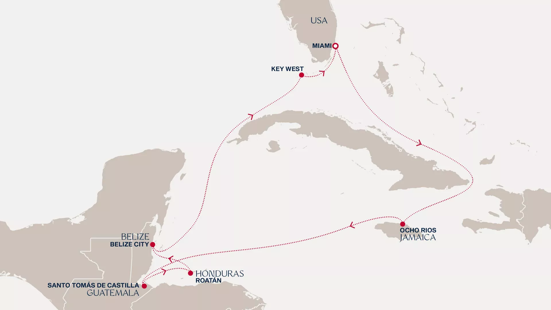 Explora I January 20-29 2027 cruise route map from Miami to Miami