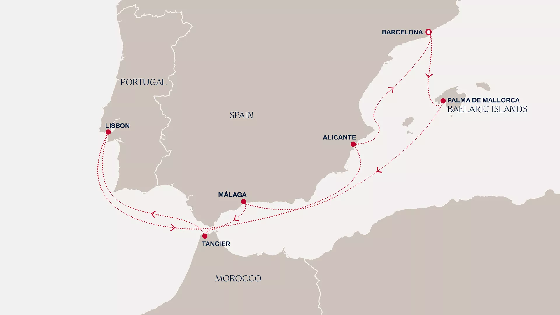 Explora I April 3-12 2027 cruise route map from Barcelona to Barcelona