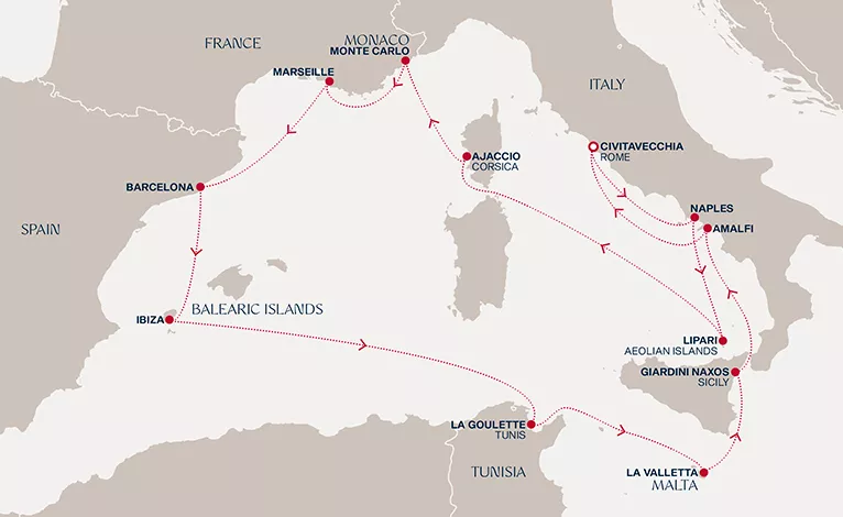 Explora I September 27-October 11 2027 cruise route map from Civitavecchia (Rome) to Civitavecchia (Rome)