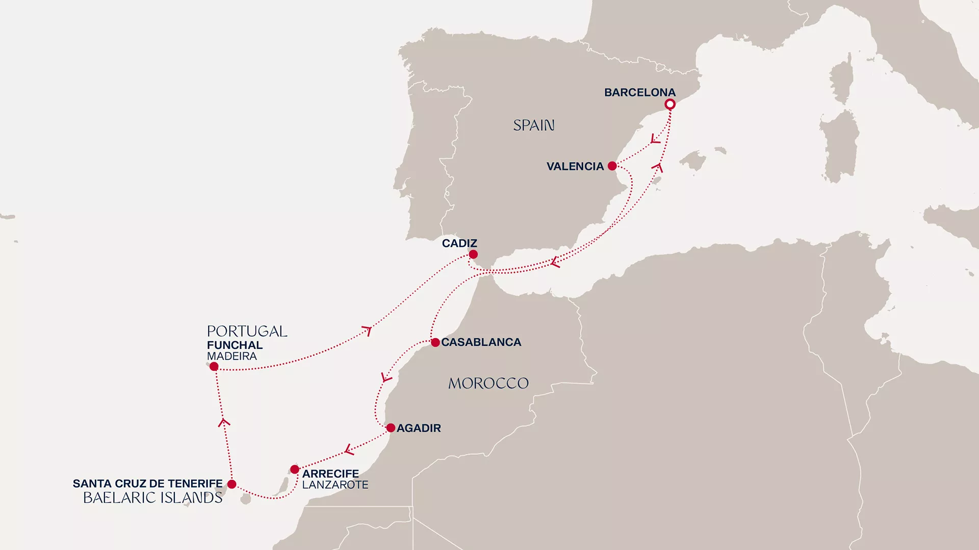 Explora I October 18-29 2027 cruise route map from Barcelona to Barcelona