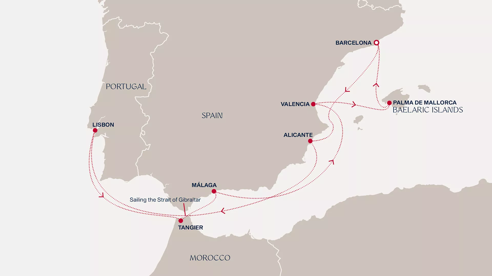 Explora I October 29-November 8 2027 cruise route map from Barcelona to Barcelona