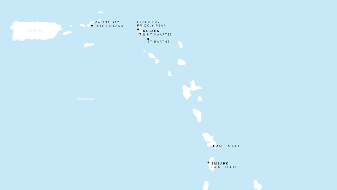 Four Seasons I Voyage FS-I-261206-007 | 7 days - Lesser Antilles featuring St Barths & Martinique itinerary map