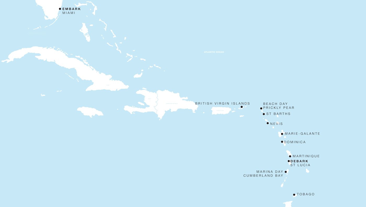 Four Seasons I Voyage FS-I-270118-013 | 13 days - Grand Caribbean featuring Tobago & Dominica itinerary map