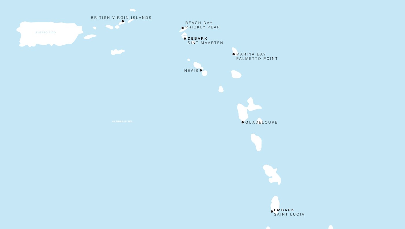 Four Seasons I Voyage FS-I-270131-007 | 7 days - Lesser Antilles featuring Guadeloupe & Nevis itinerary map