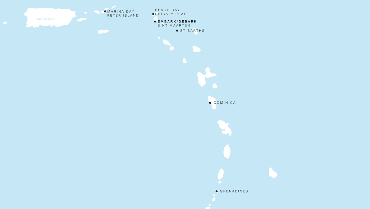 Four Seasons I Voyage FS-I-270214-007 | 7 days - Lesser Antilles featuring the Grenadines & Dominica itinerary map