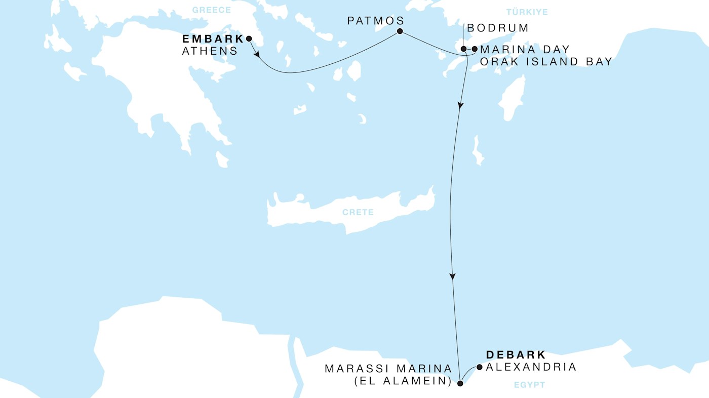 Four Seasons I Voyage FS-I-270418-007 | 7 days - Grand Mediterranean featuring Alexandria & Bodrum itinerary map