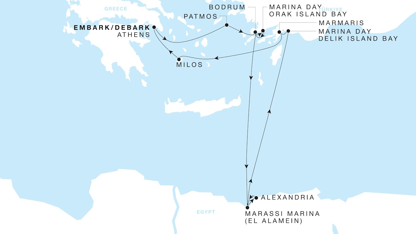 Four Seasons I Voyage FS-I-270418-014 | 14 days - Grand Mediterranean featuring Egypt itinerary map