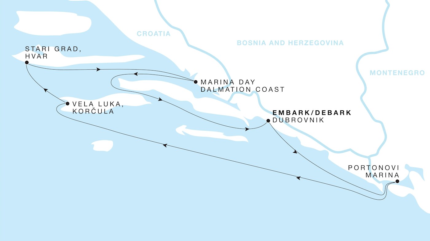 Four Seasons I Voyage FS-I-270601-005 | 5 days - The Adriatic featuring Croatia itinerary map
