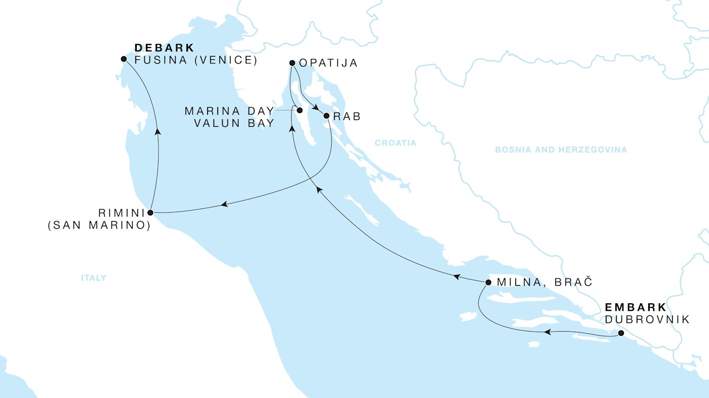 Four Seasons I Voyage FS-I-270808-007 | 7 days - The Adriatic featuring Croatia & Italy itinerary map