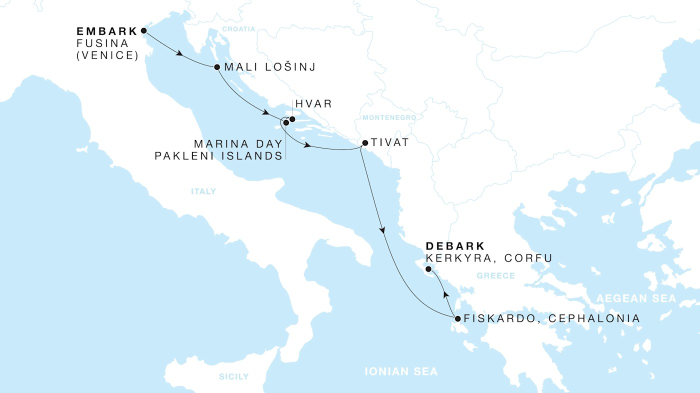Four Seasons I Voyage FS-I-270815-007 | 7 days - The Adriatic featuring Croatia & Greece itinerary map