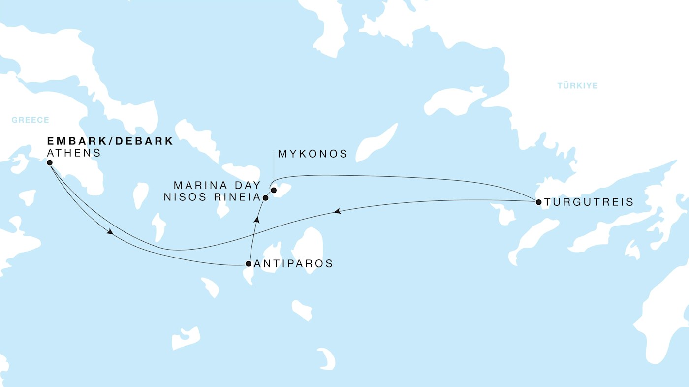 Four Seasons I Voyage FS-I-270831-005 | 5 days - Greek Isles featuring Antiparos & Mykonos itinerary map