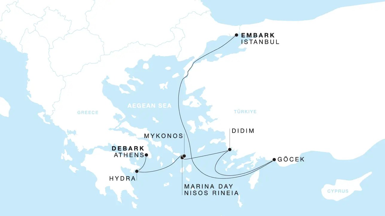 Four Seasons I Voyage FS-I-270912-007 | 7 days - Greek Isles featuring Mykonos & Göcek itinerary map
