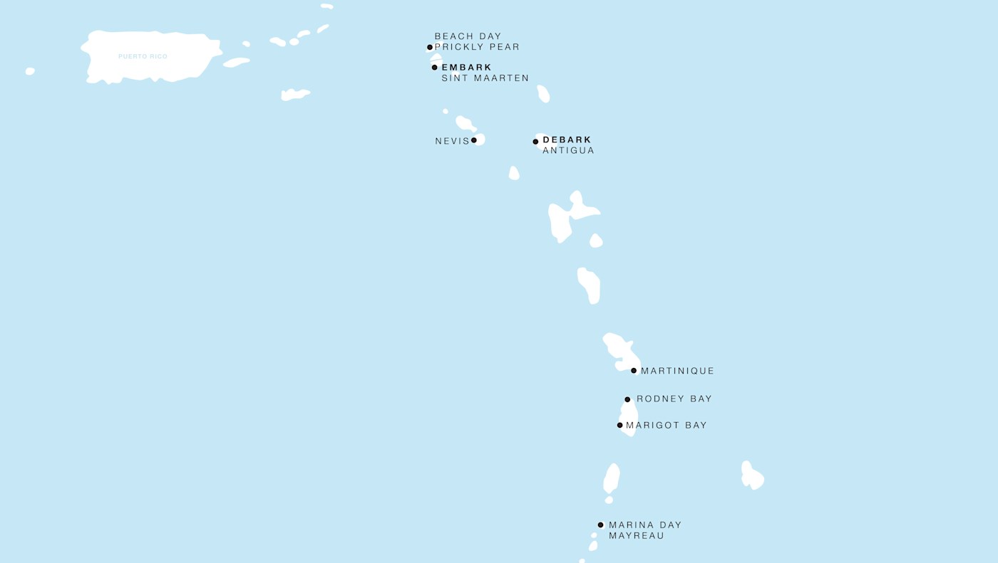 Four Seasons I Voyage FS-I-271121-007 | 7 days - Lesser Antilles featuring St Lucia & Nevis itinerary map