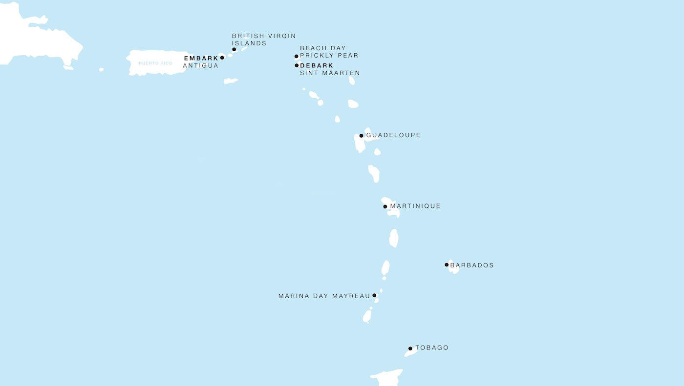 Four Seasons I Voyage FS-I-271203-009 | 9 days - Lesser Antilles featuring the British Virgin Islands & Barbados itinerary map