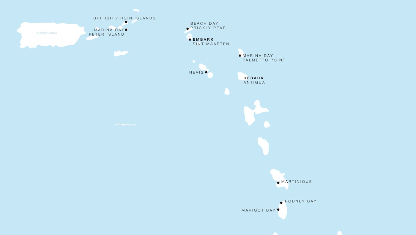 Four Seasons I Voyage FS-I-271219-008 | 8 days - Lesser Antilles featuring Virgin Gorda & St Lucia itinerary map