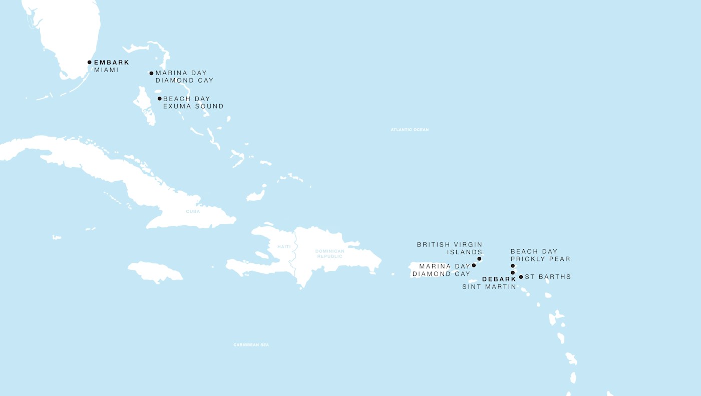 Four Seasons I Voyage FS-I-280328-007 | 7 days - Grand Caribbean featuring Jost Van Dyke & St Barths itinerary map