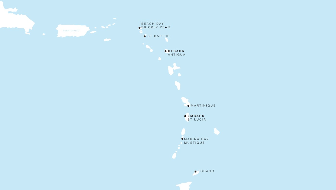 Four Seasons I Voyage FS-I-280409-007 | 7 days - Lesser Antilles featuring Martinique & Tobago itinerary map