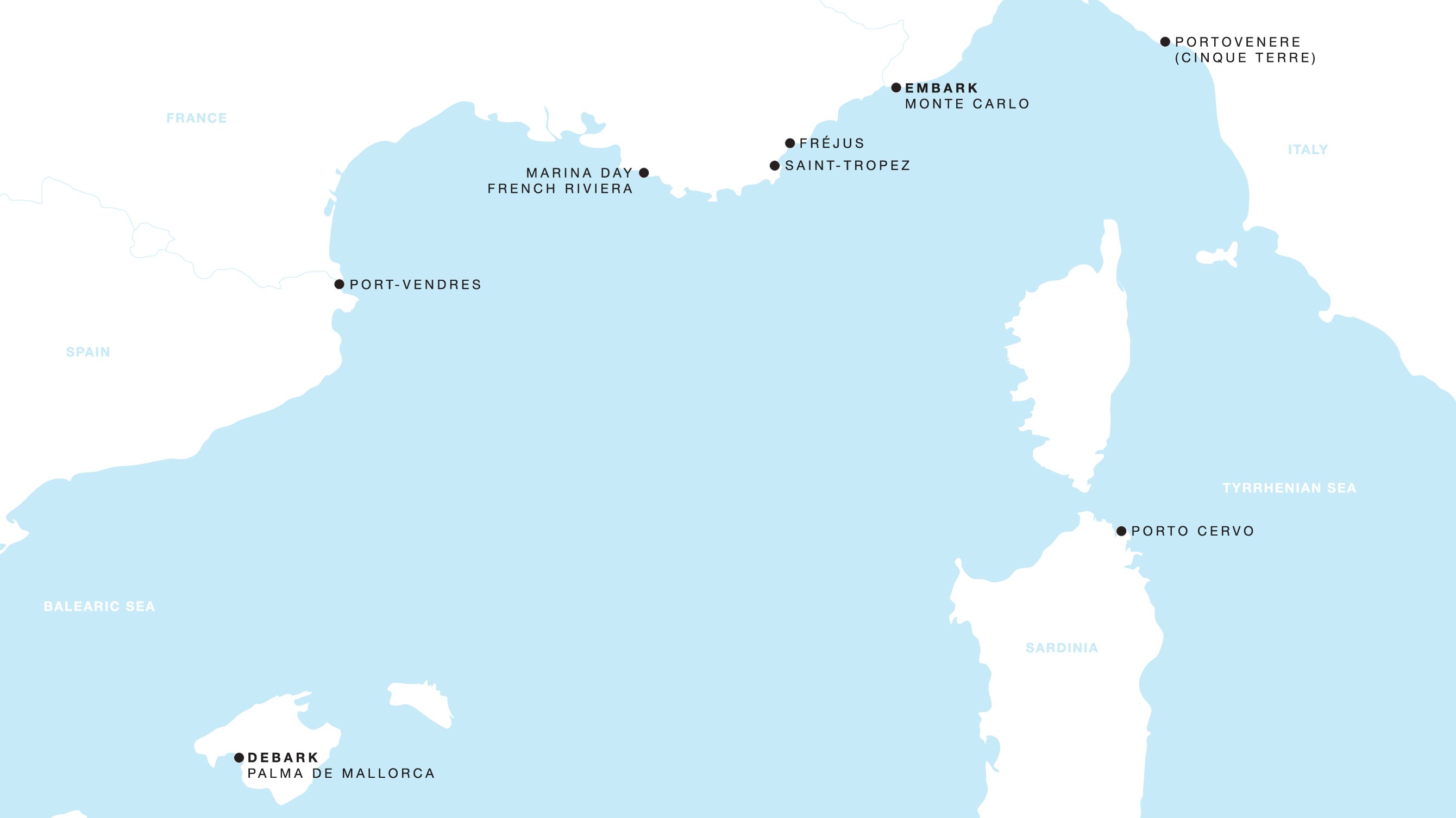 Four Seasons I Monte Carlo to Palma de Mallorca itinerary map, September 20 to September 27, 2026, Voyage FS-I-260920-007